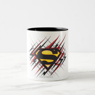 Caneca De Café Em Dois Tons Superman Estilizado   Logotipo Black and Red Strik