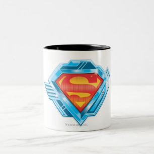 Caneca De Café Em Dois Tons Superman S-Shield   Logotipo de metal vermelho e a