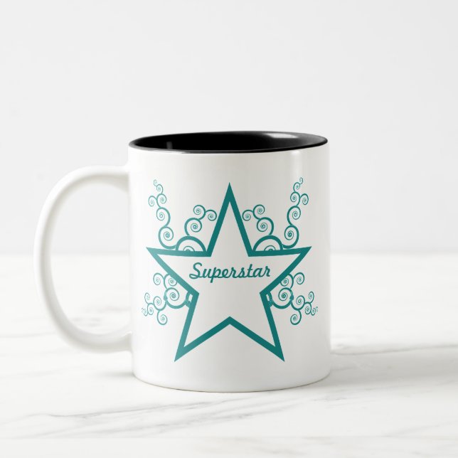 Caneca De Café Em Dois Tons Superstar Swirls Mug, Teal (Esquerda)