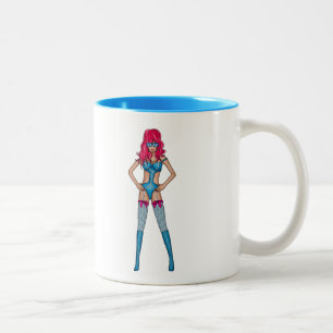 Caneca De Café Em Dois Tons Superwoman bonito do geek do redhead no bodysuit
