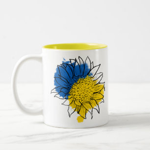 Caneca De Café Em Dois Tons Suporte para girassol azul e amarelo na Ucrânia