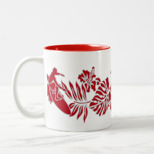 Caneca De Café Em Dois Tons Surf Pareau Havaiana Banda Hibiscus