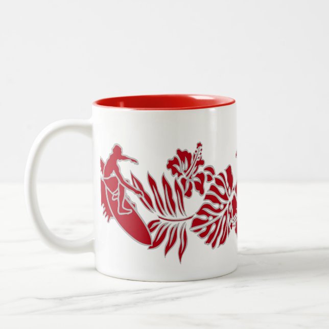 Caneca De Café Em Dois Tons Surf Pareau Havaiana Banda Hibiscus (Esquerda)
