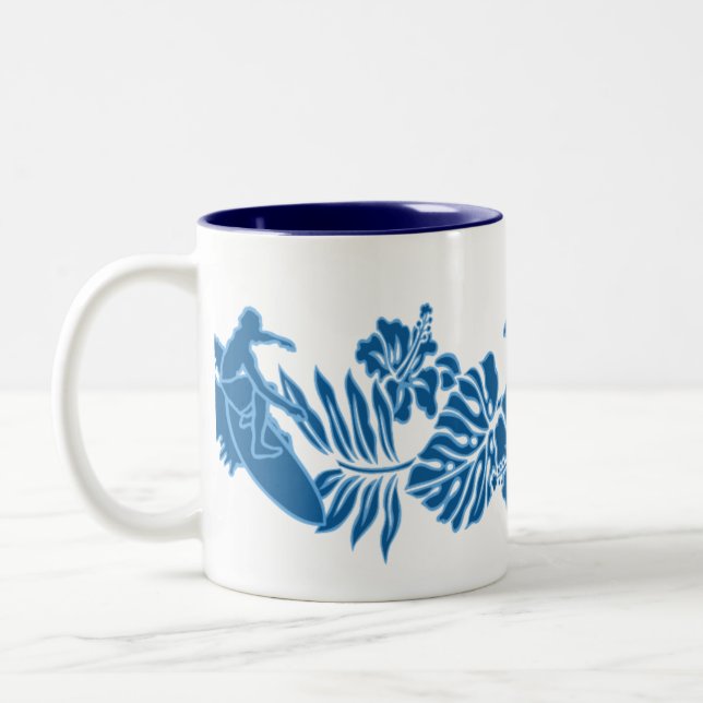 Caneca De Café Em Dois Tons Surf Pareau Havaiana Banda Hibiscus (Esquerda)