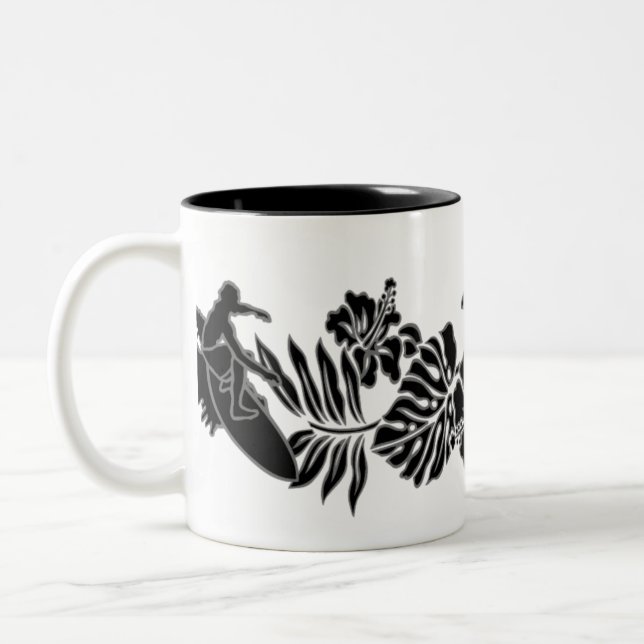 Caneca De Café Em Dois Tons Surf Pareau Havaiana Banda Hibiscus (Esquerda)