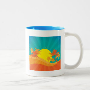 Caneca De Café Em Dois Tons Surf tropical de Sunset Beach design