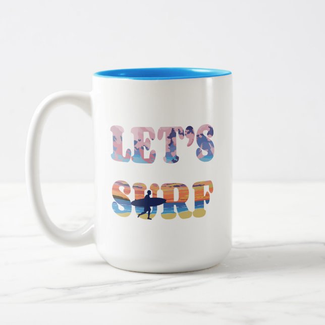 Caneca De Café Em Dois Tons Surf vamos (Esquerda)