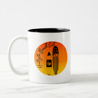 Caneca De Café Em Dois Tons "Surfboards e Pôrs do sol de Huntington Beach"
