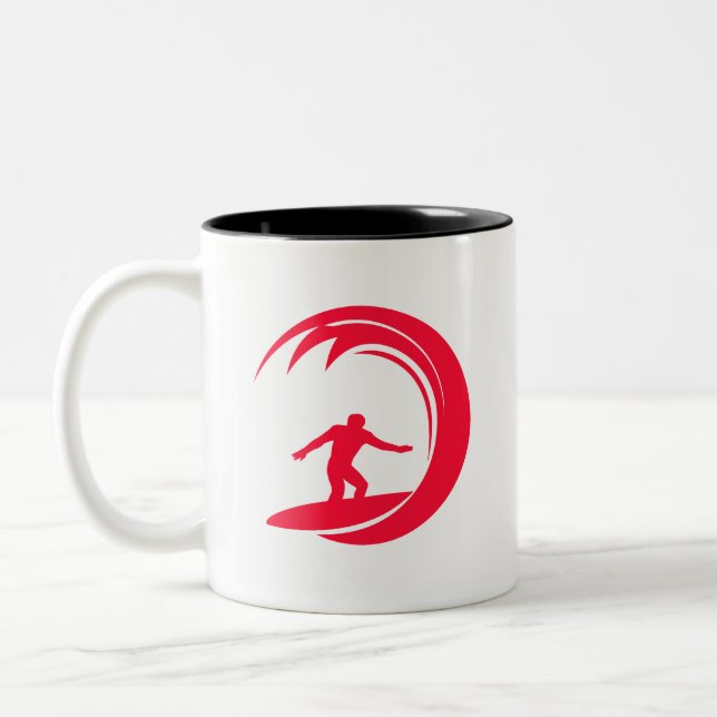 Caneca De Café Em Dois Tons Surfe Vermelho Scarlet (Esquerda)