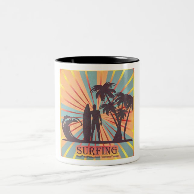 Caneca De Café Em Dois Tons Surfer Dude Coffee Mug (Centro)