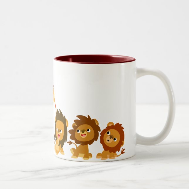 Caneca De Café Em Dois Tons Surpresa! Cartoon Bonito Lions Mug (Direita)