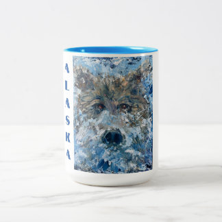 Caneca De Café Em Dois Tons Surpresa! Urso de Alasskan no Rio Mug de Café_
