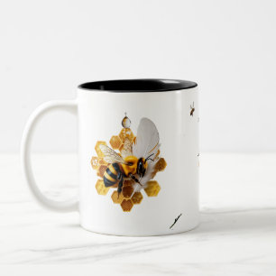 Caneca De Café Em Dois Tons Surrealista Melado de Abelha com Pena em 3D Ultra-