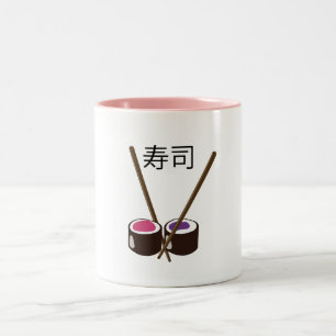 Caneca De Café Em Dois Tons Sushi Chopsticks Japoneses