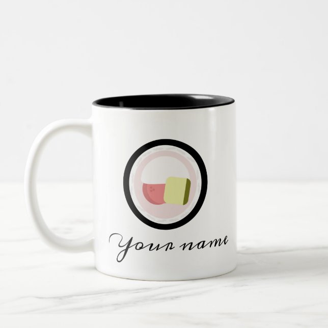 Caneca De Café Em Dois Tons Sushi Roll Logo Design Mug (Esquerda)