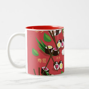 Caneca De Café Em Dois Tons Sushi Vermelho