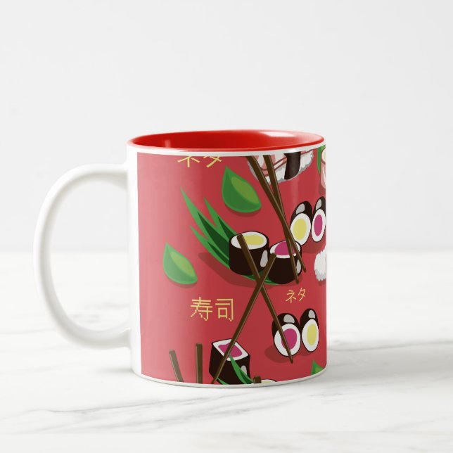 Caneca De Café Em Dois Tons Sushi Vermelho (Esquerda)