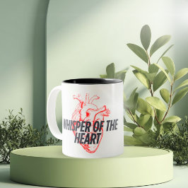 Caneca De Café Em Dois Tons Sussurro do Coração - Elegante Minimalista
