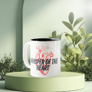 Caneca De Café Em Dois Tons Sussurro do Coração - Elegante Minimalista