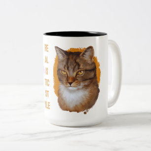 Caneca De Café Em Dois Tons Sussurros Majestosos — Retrato de Gato de Ouro