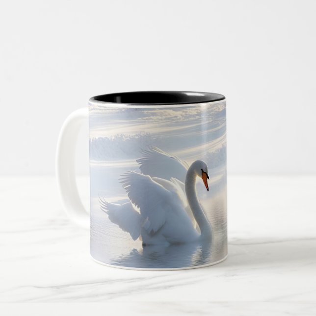 Caneca De Café Em Dois Tons Swan em neve linda (Frente Esquerda)