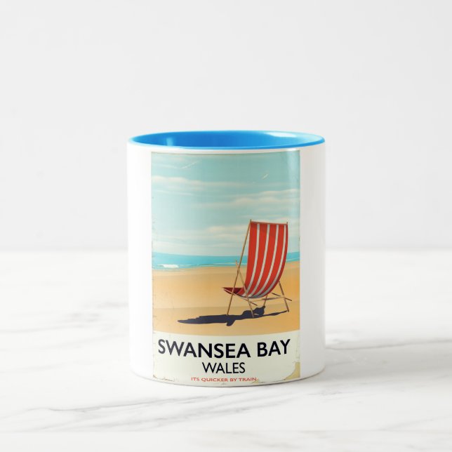 Caneca De Café Em Dois Tons Swansea Bay Wales poster (Centro)