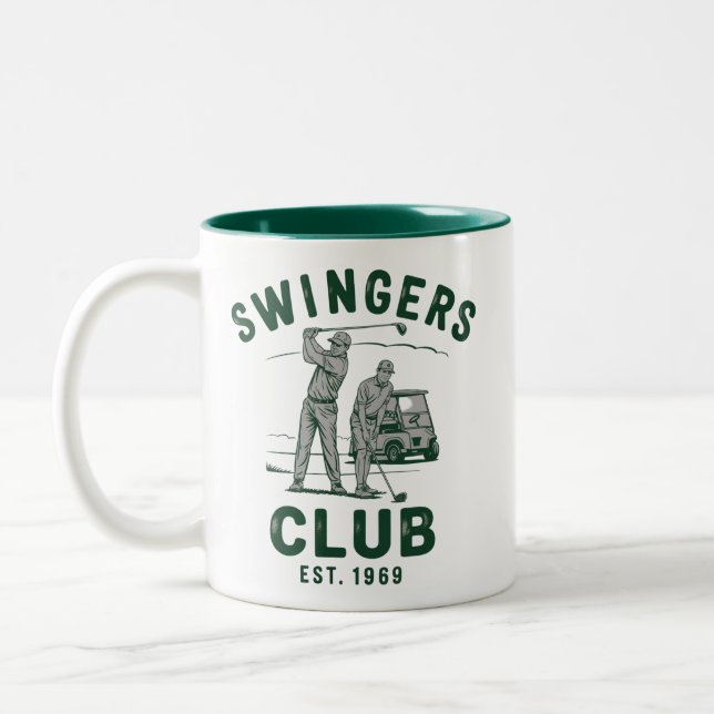 Caneca De Café Em Dois Tons Swingers Club Funny Sarcastic Golfing Golfer (Esquerda)