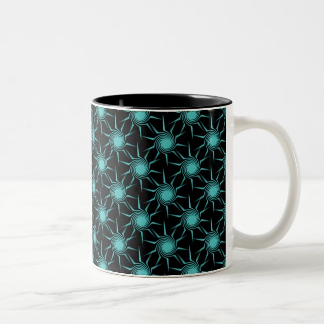 Caneca De Café Em Dois Tons Swirling Suns Mug, Bright Teal (Direita)