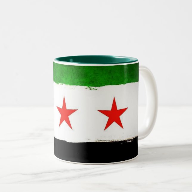Caneca De Café Em Dois Tons Syrian Flag Ceramic Mug (Frente Esquerda)
