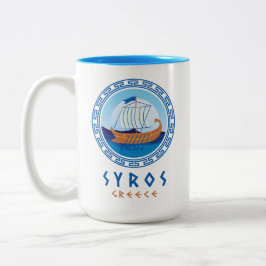 Caneca De Café Em Dois Tons Syros, Grécia de navio grego