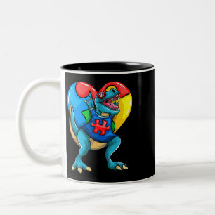 Caneca De Café Em Dois Tons T Rex Dinossaur Autismo Meninas Meninas Crianças