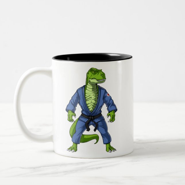 Caneca De Café Em Dois Tons T-Rex Dinossauro Jiu-Jitsu (Esquerda)