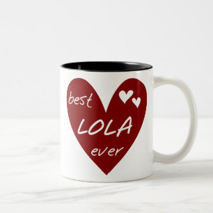 Caneca De Café Em Dois Tons T-shirt e presentes de Lola do coração vermelho 