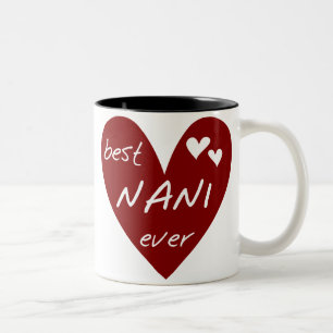 Caneca De Café Em Dois Tons T-shirt e presentes de Nani do coração vermelho os