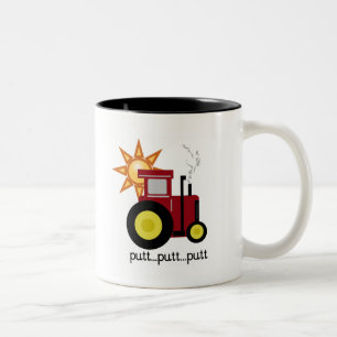 Caneca De Café Em Dois Tons T-shirt e presentes vermelhos do trator de fazenda
