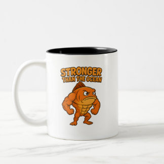 Caneca De Café Em Dois Tons T-Shirt Engraçado de Peixe-Gym