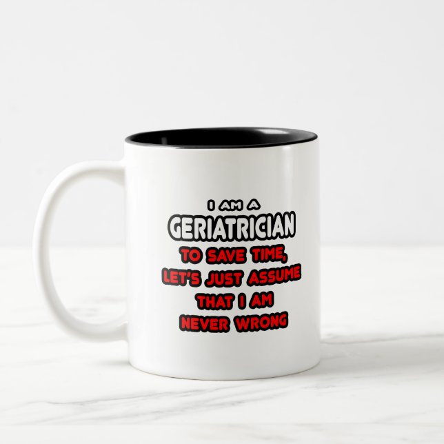 Caneca De Café Em Dois Tons T-Shirts Geriatra Engraçado (Esquerda)