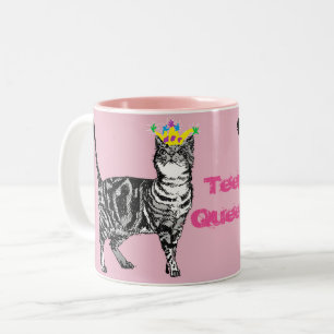 Caneca De Café Em Dois Tons Tabby Cat Engraçado Adolescente Rainha Gente prese