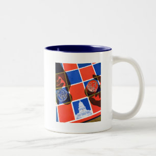 Caneca De Café Em Dois Tons Tabuleiro de damas da eleição