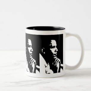 Caneca De Café Em Dois Tons Taça Barack Obama de Perfil Preto e Branco