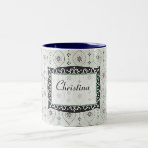 Caneca De Café Em Dois Tons Taça de Café 2 Padrão Azul De Flor