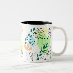 Caneca De Café Em Dois Tons Taça de Café Botânica Vibrante