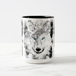 Caneca De Café Em Dois Tons Taça de Café Wolf Head | Cinza Wolf Drawing Mug