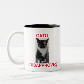 Caneca De Café Em Dois Tons Taça de dois tons, Gato desaprova, Gato está assis