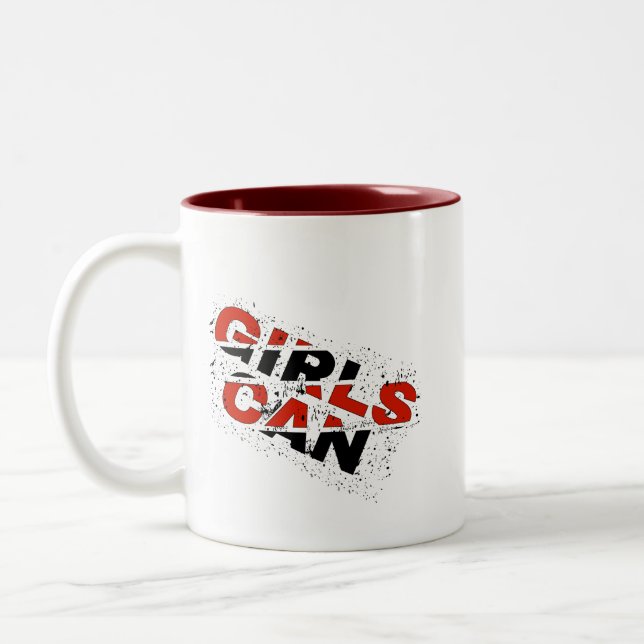 Caneca De Café Em Dois Tons Taça do Café: Meninas Conseguem (Esquerda)