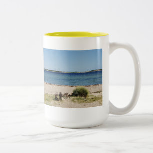 Caneca De Café Em Dois Tons Taça grande Bicolor mar amarelo e praia