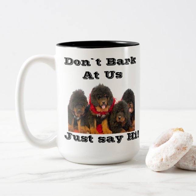 Caneca De Café Em Dois Tons Taça Mastiff Tibetana (Com Donut)