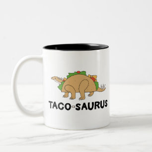 Caneca De Café Em Dois Tons Taco Dinossauro Tacossauro Rex Desenhado À Mão