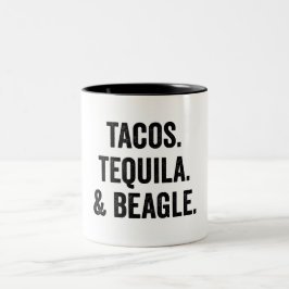 Caneca De Café Em Dois Tons Tacos Tequila E Beagle Engraçado