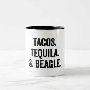 Caneca De Café Em Dois Tons Tacos Tequila E Beagle Engraçado 